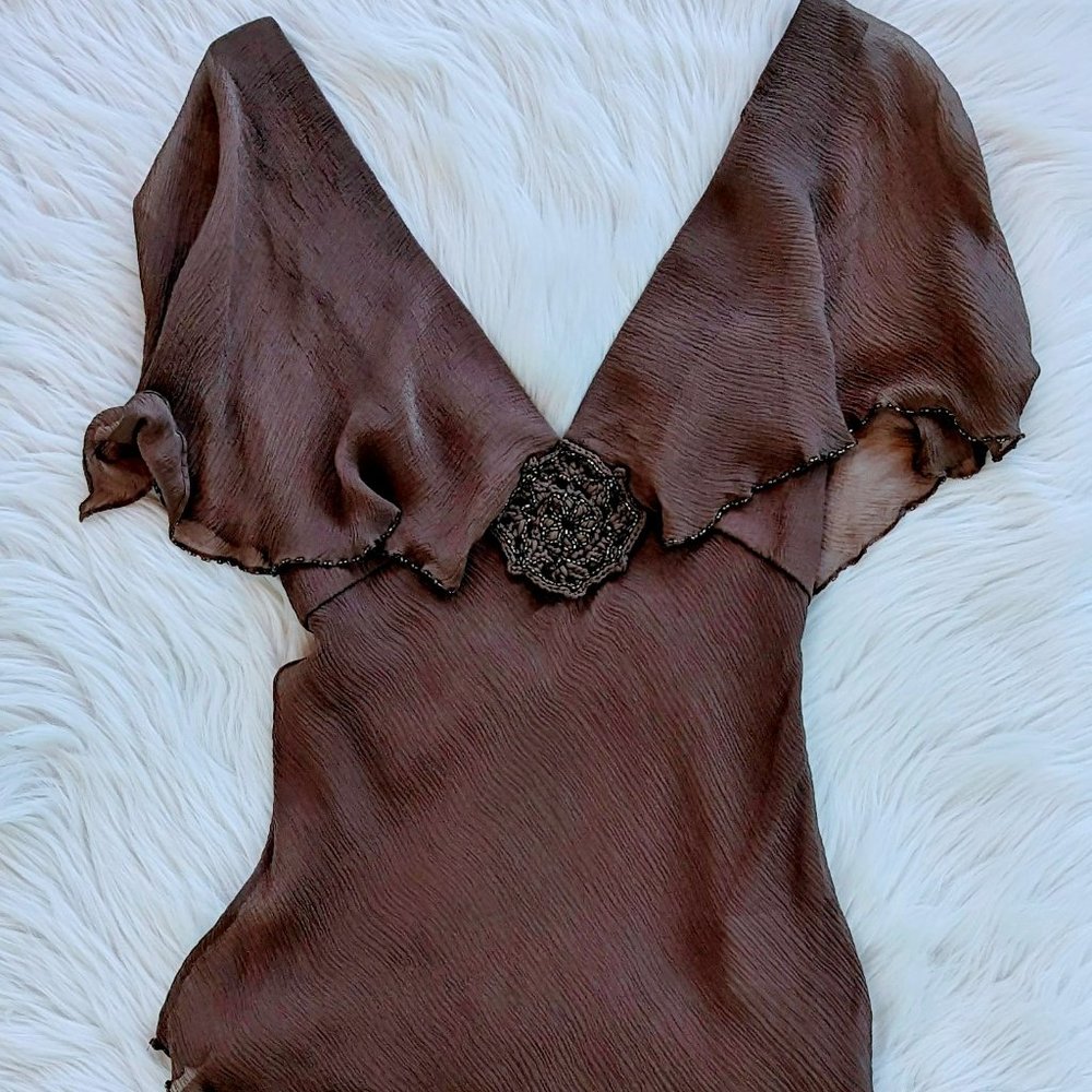 CARLOS MIELE Silk Crepe Top Size 36